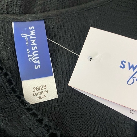 Swimsuits For All Black Embroidered Crinkle Swim Cover Up Size 26/28 - Picture 10 of 10